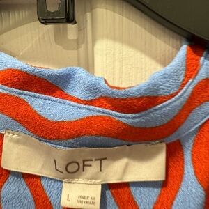 Orange and Blue Striped Collar Polo Top